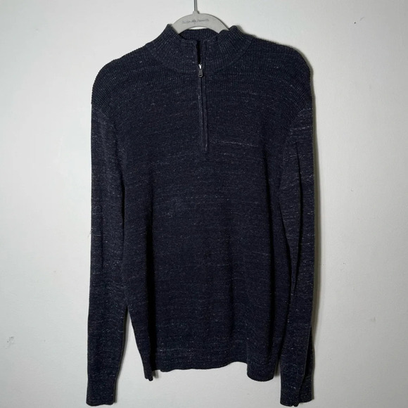NWT-Michael Kors Men's Half Zip Sweatshirt Medium Blue Wool Blend - Picture 1 of 8